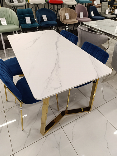 Керамический стол Селена 1 140х80 черный мрамор / золото из шоурума 2